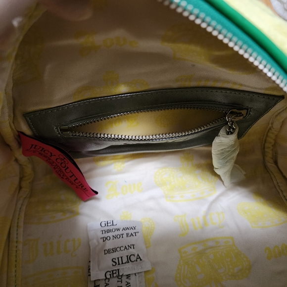 SEND OFFERS Y2K Juicy Couture Green Yellow Velour Bowler Satchel Bag Velvet 2002 - Picture 11 of 17